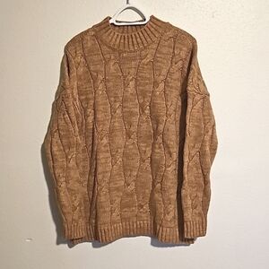 Lands End wool blend thick cable knit sweater Sz. M